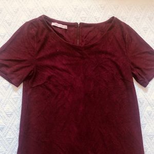 Suede Maroon T Shirt Dress perfect for Fall